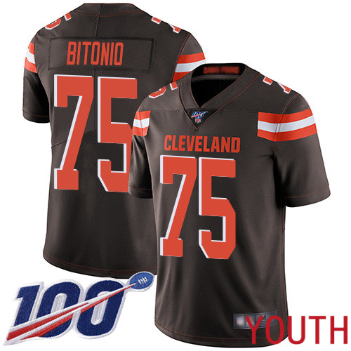 Cleveland Browns Joel Bitonio Youth Brown Limited Jersey #75 NFL Football Home 100th Season Vapor Untouchable